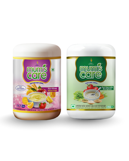 British Life Sciences Mum's Care Cereal - Mixed Fruit | Dal-Veg with Multigrain (Combo Pack) | Nutritious Baby Cereal with Protein, Vitamins & Iron | Easy Digestion, Immunity Boost & Healthy Growth - shopbritishbiologicals
