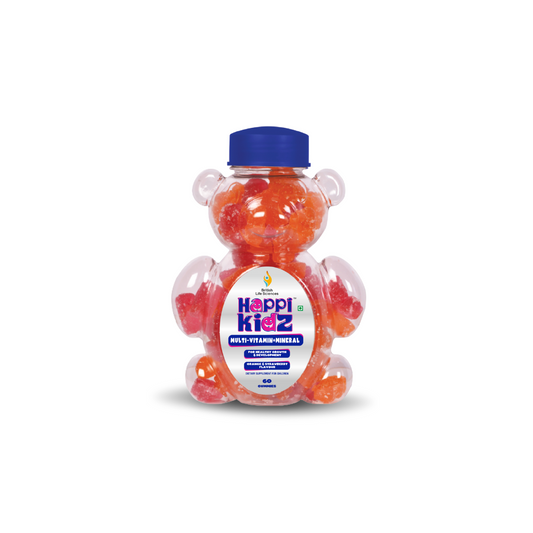 Happi Kidz Multivitamin Gummies for Toddlers & Kids | Daily Nutrition with 16 Essential Vitamins & Minerals |100% Natural | Vegetarian | Supports Immunity & Growth (Ages 2 & up) | Strawberry & Orange Flavour | 60 Count | Lab tested for purity - shopbritishbiologicals