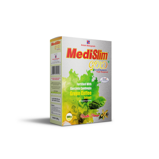 British Biologicals Medislim Gold | Advanced Weight Management Meal Replacement | High Protein, Low Fat & Sugar Free | With Essential Vitamins & Minerals | Garcinia Cambogia, Raspberry, Ketone | 500g Pack - shopbritishbiologicals