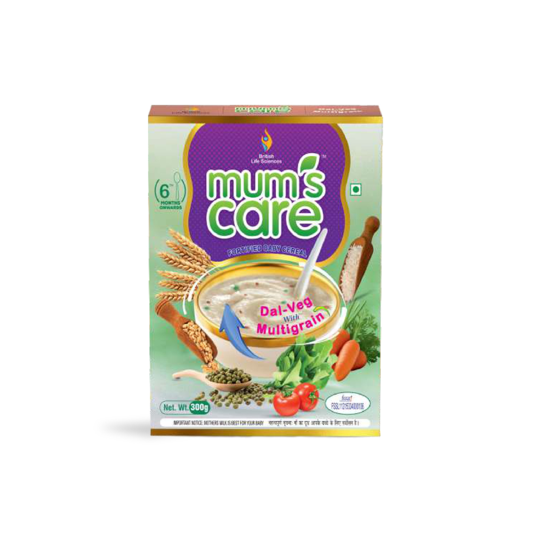 Mum's Care Dal Veg Multigrain Baby Cereal – Nutritious & Delicious Instant Food for Growing Babies Rich in Iron, Calcium & Protein | NO Added Colours & Flavours | 300g | 6 month Onwards - shopbritishbiologicals