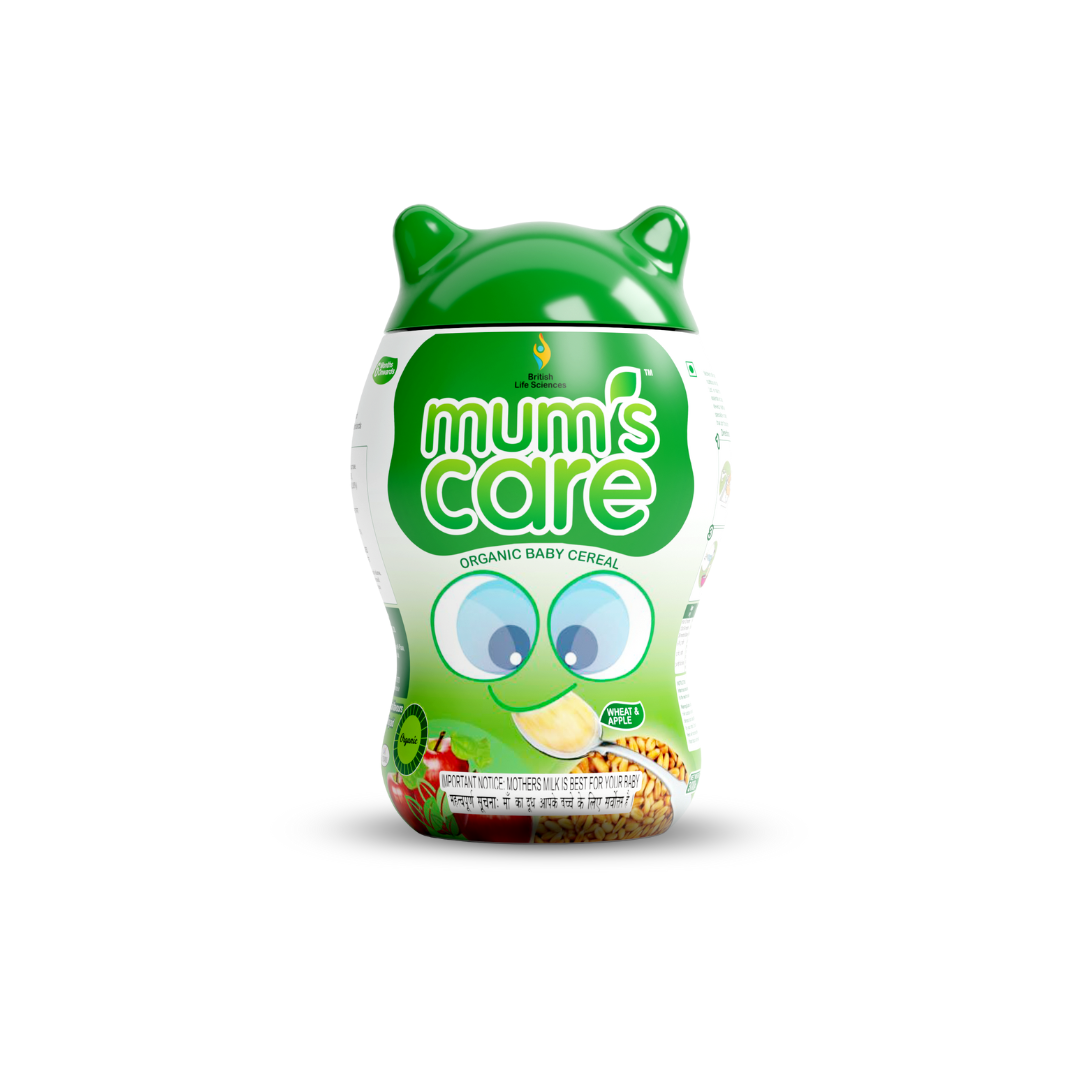 British Life Sciences Mum’s Care Baby Cereal | Wheat & Apple Cereal | Certified Organic ingredients | From 6 Month Onwards | Infant Cereal | Rich in Fibre | Easy to Digest | 400 gm - shopbritishbiologicals