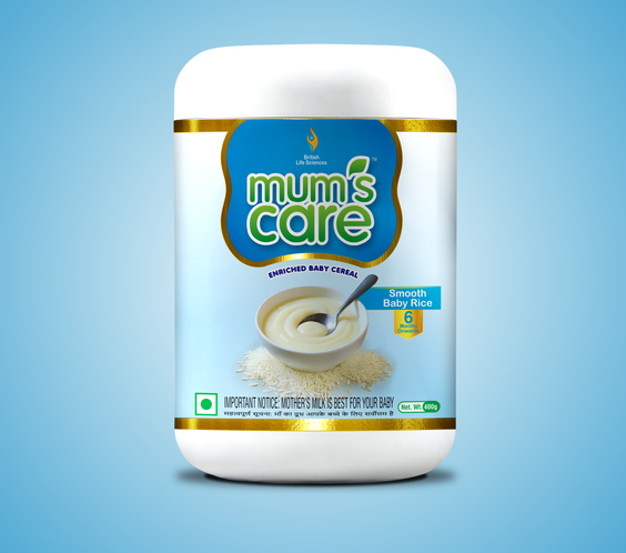 ShopBritishBiologicals Mum’s Care Smooth Baby Rice Cereal for 6+ months, gentle, iron-enriched, easy-mix infant food, no added sugar.