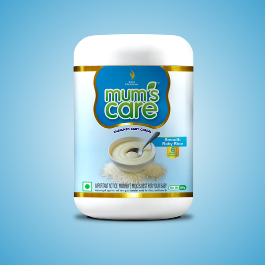 Mum’s Care Smooth Baby Rice Cereal for 6+ Months | Gentle Digestion Formula | Iron & Vitamin Enriched First Food | Easy-Mix Instant Baby Cereal | No Added Sugar | 400 gm