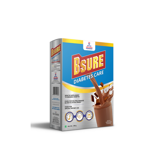 Bsure Diabetes Care - Balanced Nutritional Supplement | 28 Vitamins & Minerals, Gluten and Transfat Free | Supports Blood Sugar Control, Muscle Strength & Immunity | 400g | Chocolate Flavour - shopbritishbiologicals