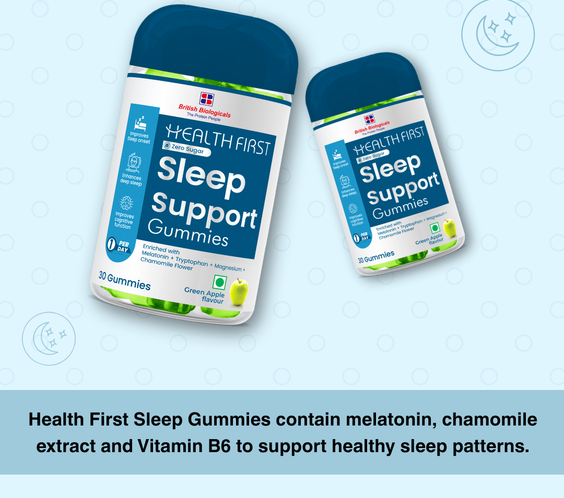 HealthFirst Sleep Gummies with Melatonin, Chamomile & Magnesium | Supports Deep Sleep & Relaxation | Non-Habit Forming, 100% Vegan, ZERO Sugar, Natural Sleep Aid for Men & Women | 30 Gummies - shopbritishbiologicals