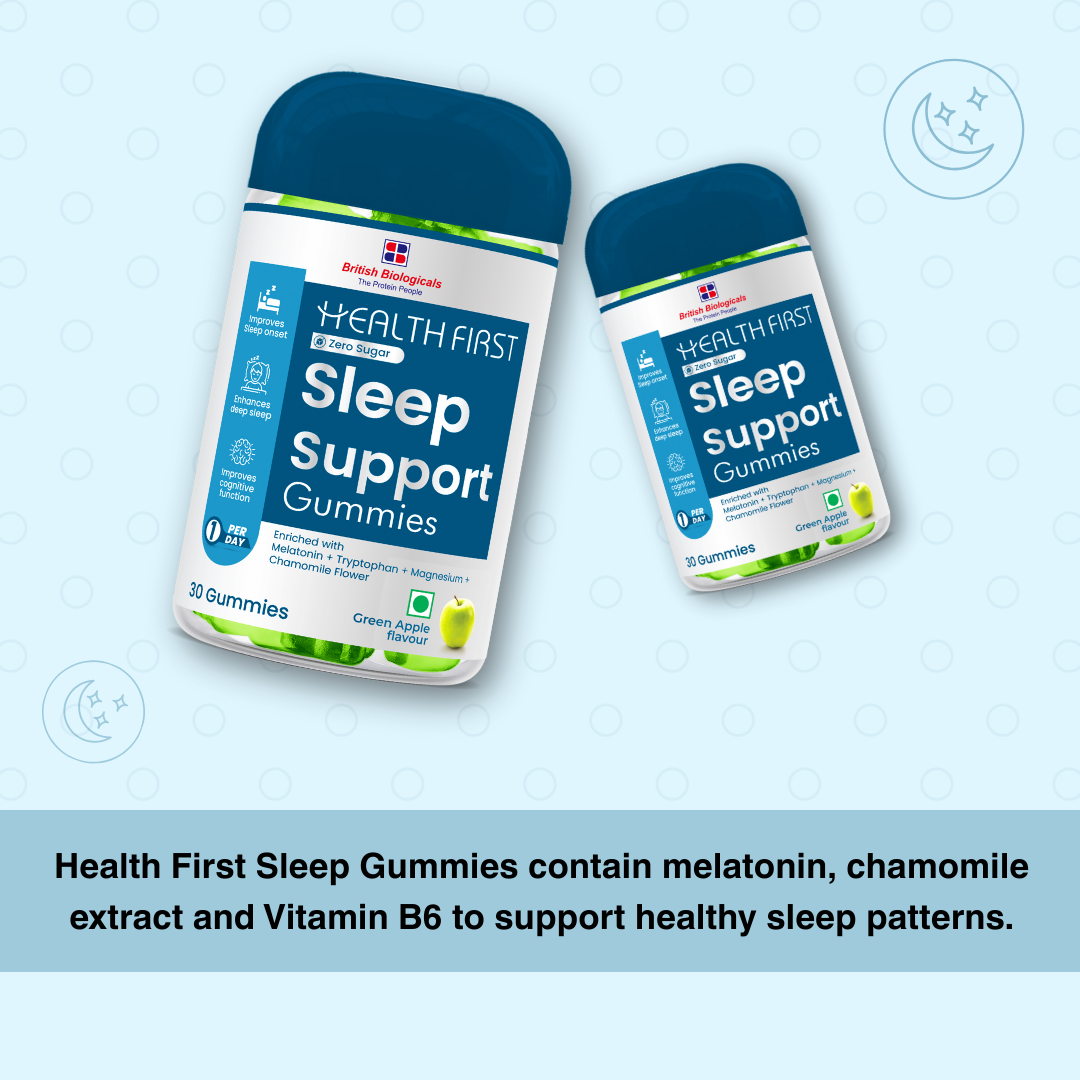 HealthFirst Sleep Gummies with Melatonin, Chamomile & Magnesium | Supports Deep Sleep & Relaxation | Non-Habit Forming, 100% Vegan, ZERO Sugar, Natural Sleep Aid for Men & Women | 30 Gummies - shopbritishbiologicals