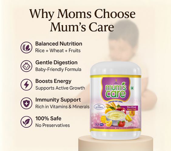 Mum's Care Organic baby cereal | From 6 months | Organic cereal | 23 Essential vitamins & Minerals | 300gm | Mixed Fruit - shopbritishbiologicals