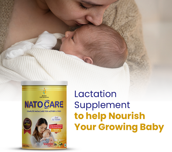British Life Sciences Natocare Lactation Supplement | Breastfeeding Supplement | Shatavari, Silymarin & Fenugreek Extracts | Healthy Breast Milk Supply | Calcium & Vitamin D | Vanilla Flavor | 200g - shopbritishbiologicals