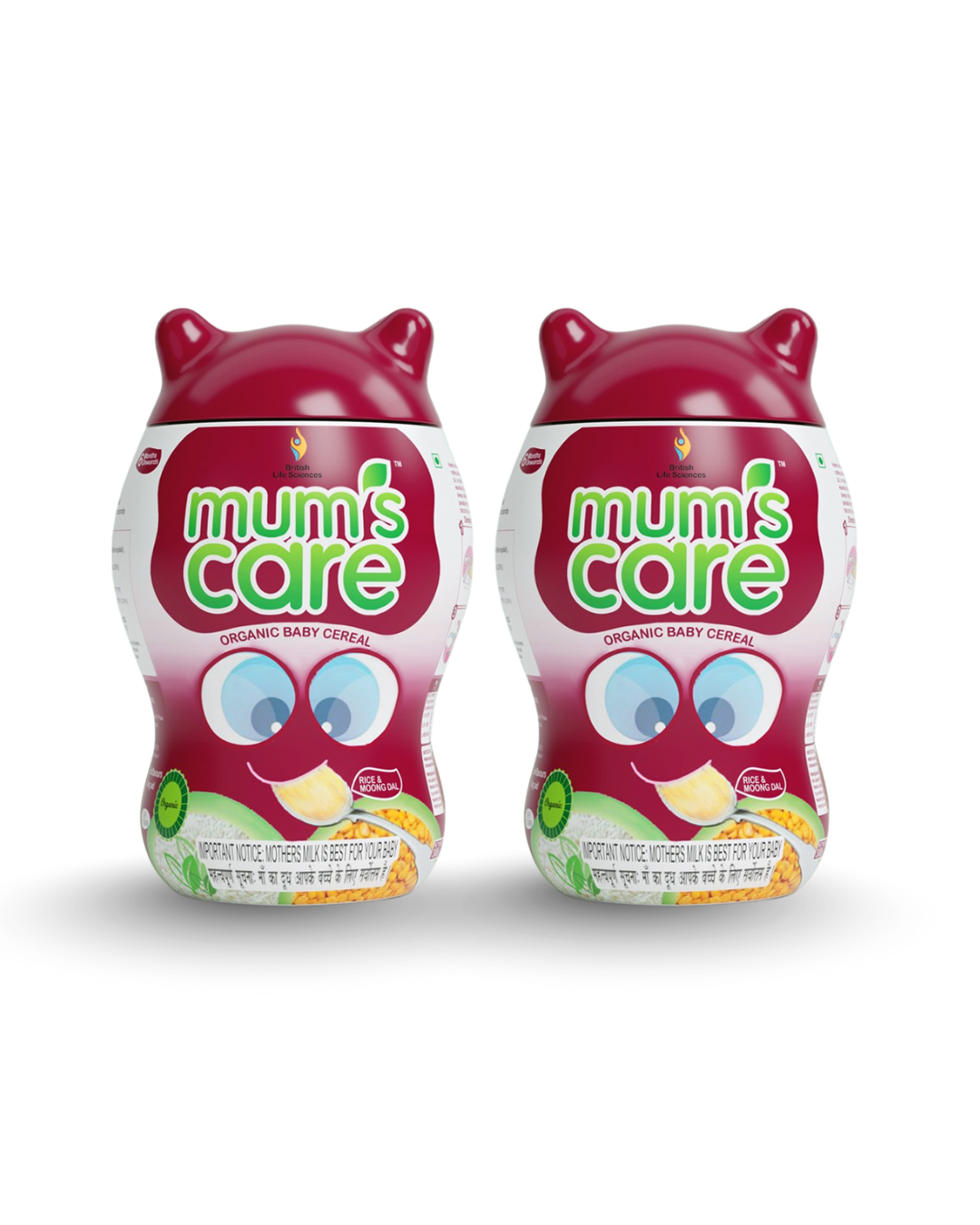 British Life Sciences Mumscare Cereal Rice & Moongdhal | Healthy Baby Weaning Food with Iron, Calcium & Vitamins | Easy to Digest for Strong Growth & Immunity | Pack of 2 (300g Each) - shopbritishbiologicals