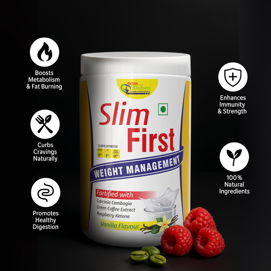 British Life Sciences SlimFirst Weight Management Shake | 32 Essential Nutrients | Whey Protein | Sugar-Free & Gluten-Free | Cholesterol-Free | Digestive Support, Low-Calorie | 400 gm - shopbritishbiologicals