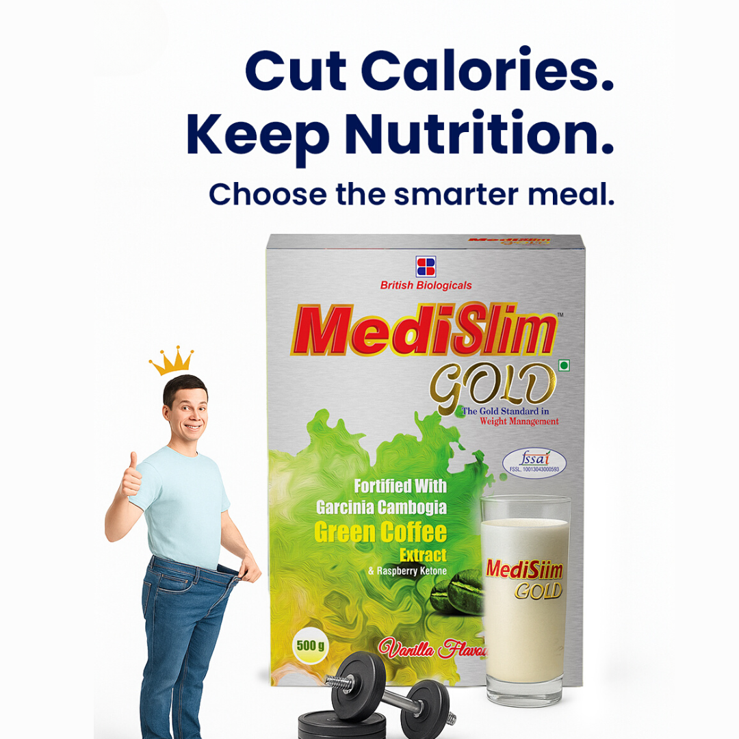 British Biologicals Medislim Gold | Advanced Weight Management Meal Replacement | High Protein, Low Fat & Sugar Free | With Essential Vitamins & Minerals | Garcinia Cambogia, Raspberry, Ketone | 500g Pack - shopbritishbiologicals