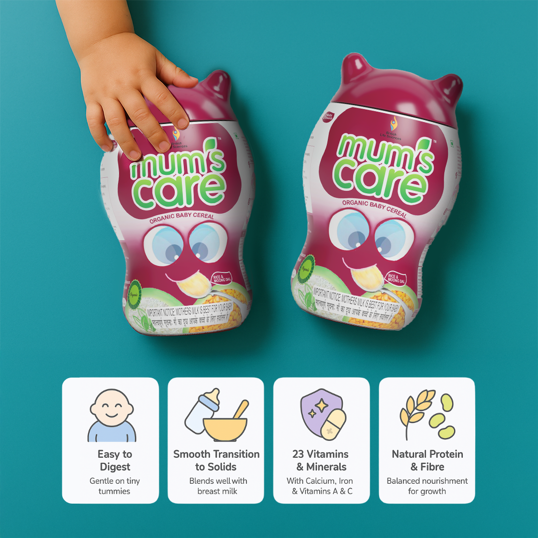 British Life Sciences Mum’s Care Baby Cereal | Rice & Moongdal Cereal | Certified Organic Ingredients | From 6 Month Onwards | Infant Cereal | Protein, Calcium & Iron for Babies | Easy to Digest | Rich in Fibre | 400 gm - shopbritishbiologicals