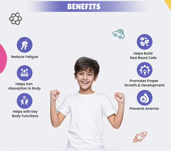 Happi Kidz Iron + Vitamin C Gummies For Kids-(60 Gummy Bears) -Supports Immune system function, Helps build red blood cells & overall growth and development | Strawberry Flavour | | Lab tested for purity - shopbritishbiologicals