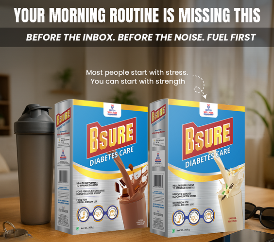 Bsure Diabetes Care - Balanced Nutritional Supplement | 28 Vitamins & Minerals, Gluten and Transfat Free | Supports Blood Sugar Control, Muscle Strength & Immunity | 400g | Vanilla Flavour - shopbritishbiologicals