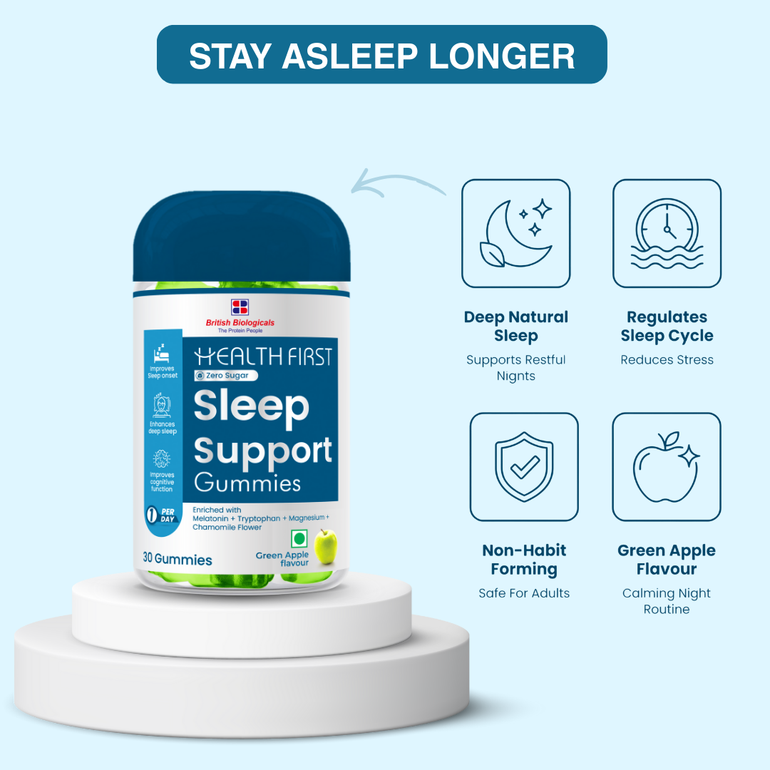 HealthFirst Sleep Gummies with Melatonin, Chamomile & Magnesium | Supports Deep Sleep & Relaxation | Non-Habit Forming, 100% Vegan, ZERO Sugar, Natural Sleep Aid for Men & Women | 30 Gummies - shopbritishbiologicals
