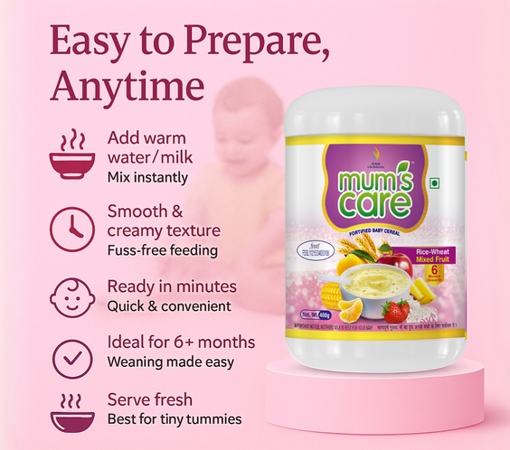 Mum's Care Organic baby cereal | From 6 months | Organic cereal | 23 Essential vitamins & Minerals | 300gm | Mixed Fruit - shopbritishbiologicals