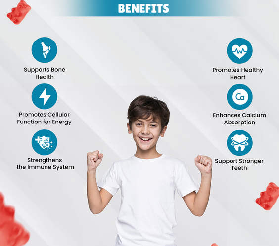 Happi kidz Calcium + Vitamin D Gummies for Kids | Daily Support for Growth, Teeth and Strong Bone Development, Immunity Booster | Trusted Daily Supplement for Kids | 60 Gummy | Strawberry - shopbritishbiologicals