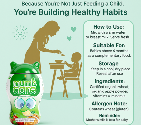 British Life Sciences Mum’s Care Baby Cereal | Wheat & Apple Cereal | Certified Organic ingredients | From 6 Month Onwards | Infant Cereal | Rich in Fibre | Easy to Digest | 400 gm - shopbritishbiologicals