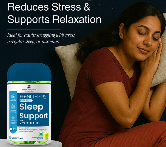 HealthFirst Sleep Gummies with Melatonin, Chamomile & Magnesium | Supports Deep Sleep & Relaxation | Non-Habit Forming, 100% Vegan, ZERO Sugar, Natural Sleep Aid for Men & Women | 30 Gummies - shopbritishbiologicals