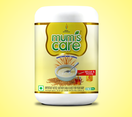 ShopBritishBiologicals Mum’s Care Wheat & Honey Baby Cereal in a 400g package, easy-to-digest with vitamins, minerals, and iron.
