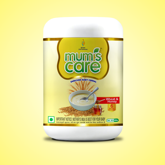 Mum’s Care Cereal – Wheat & Honey | Nutritious Baby Cereal for Healthy Growth | Easy-to-Digest Baby Food with Essential Vitamins, Minerals & Iron | No Added Flavour or Colour | 400 gm