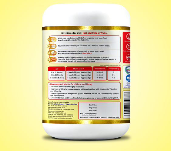 ShopBritishBiologicals Mum’s Care Wheat & Honey Baby Cereal in a 400g package, easy-to-digest with vitamins, minerals, and iron.