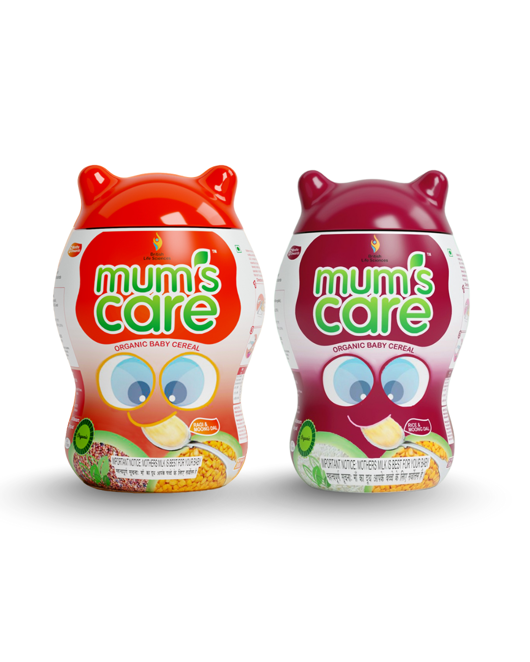 British Life Sciences Mum's Care Cereal - Ragi & Moongdhal | Rice & Moongdhal | Nutritious Baby Cereal with Calcium, Iron & Protein | Easy Digestion, Immunity Booster & Healthy Weight Gain - shopbritishbiologicals