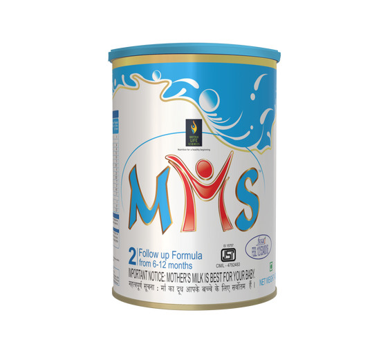 MMS Stage 2 infant milk powder from shopbritishbiologicals, 400g, follow-up formula with Omega 3 & 6, supports healthy growth.