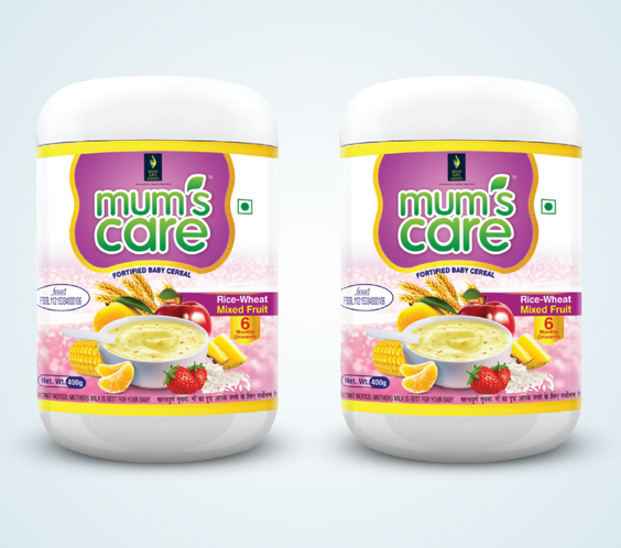 Mum's Care Baby Cereal - Mixed Fruit (Pack of 2) | 400g Each | Nutritious Baby Cereal with Essential Vitamins, Minerals & Iron | Easy to Digest, Immunity Booster, Healthy Growth & Weight Gain Formula