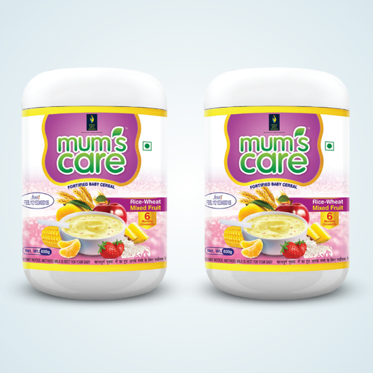 Mum's Care Baby Cereal - Mixed Fruit (Pack of 2) | 400g Each | Nutritious Baby Cereal with Essential Vitamins, Minerals & Iron | Easy to Digest, Immunity Booster, Healthy Growth & Weight Gain Formula