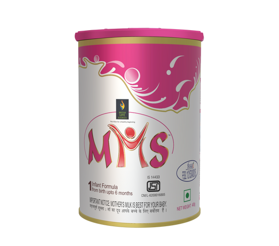 MMS Stage 1 infant milk powder for 0-6 months baby, 400g, with Omega 3 & 6, supporting early development, easy on stomach.