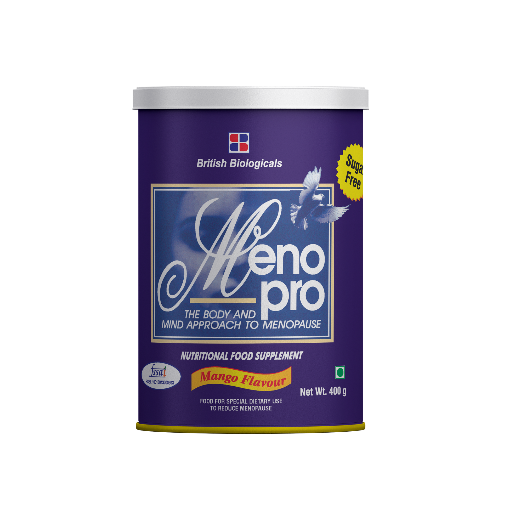 Meno Pro menopause support supplement bottle by shopbritishbiologicals, showing capsules and label for hormonal balance and bone health.