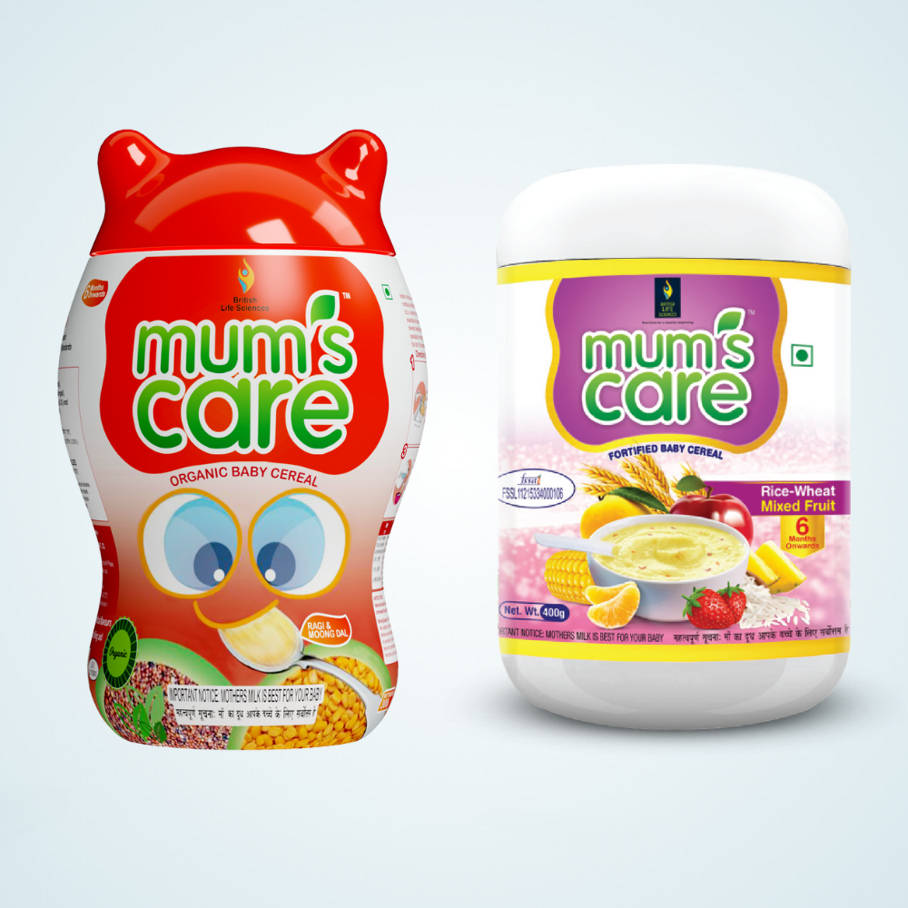 Mum's Care Cereal - Ragi & Moongdhal | Mixed Fruit (Combo Pack) | Nutritious Baby Cereal with Calcium, Iron, Vitamins & Protein | Easy Digestion, Immunity Boost & Healthy Weight Gain