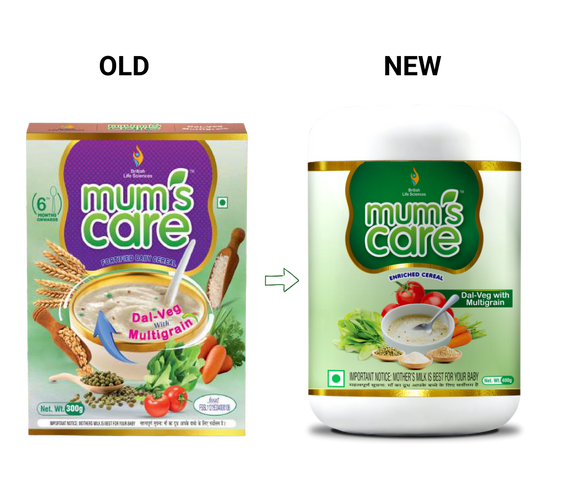 Mum's Care Dal Veg Multigrain Baby Cereal – Nutritious & Delicious Instant Food for Growing Babies Rich in Iron, Calcium & Protein | NO Added Colours & Flavours | 300g | 6 month Onwards